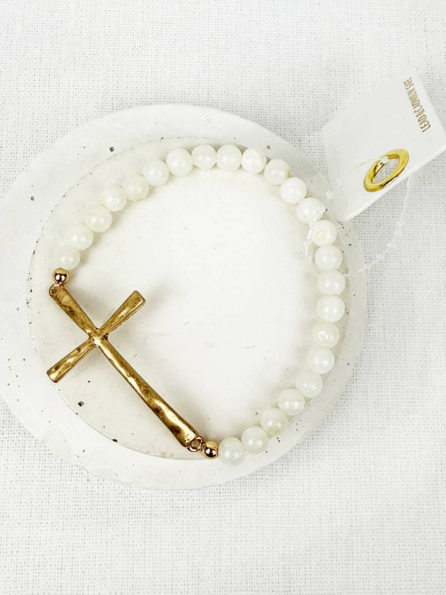 Hammered Cross Mix Beads Bracelet