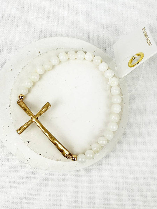 Hammered Cross Mix Beads Bracelet