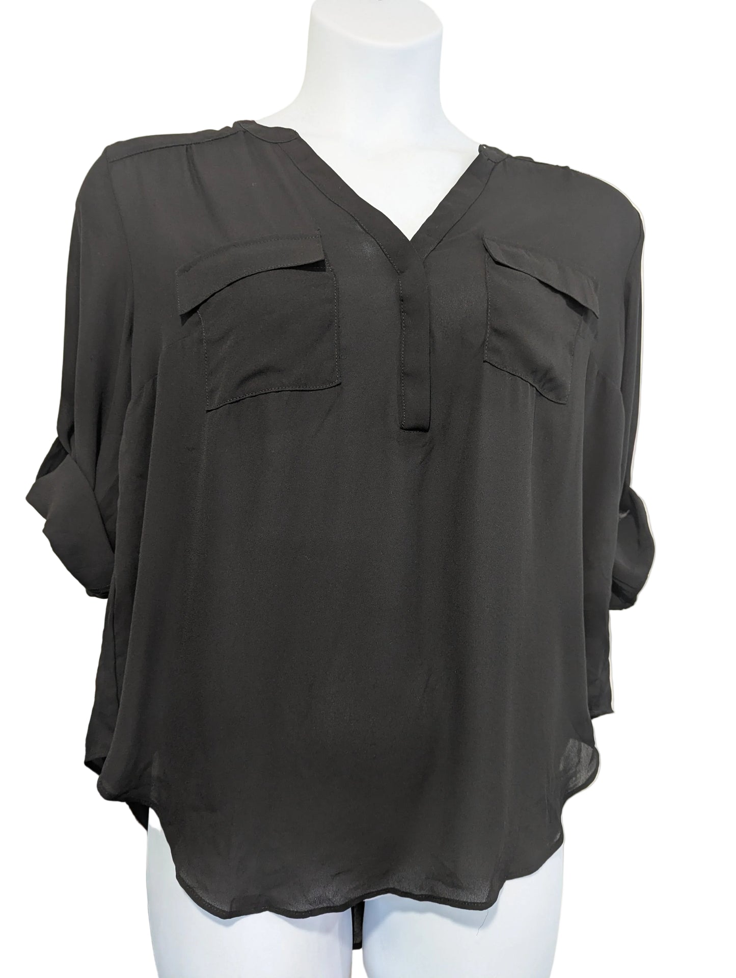 Black Curvy Mesh Blouse