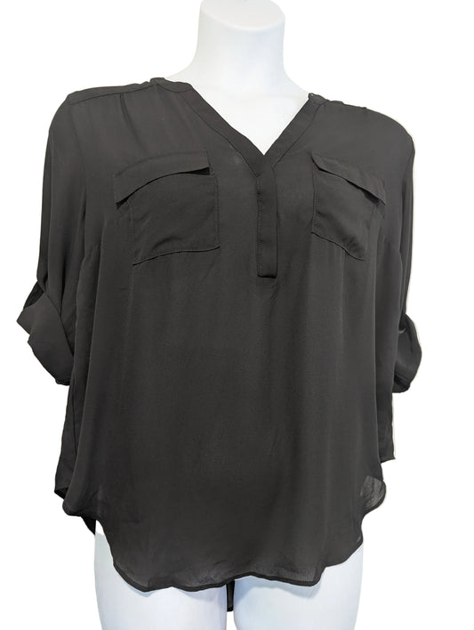 Black Curvy Mesh Blouse